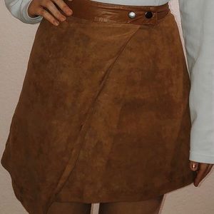Suede wrap skirt